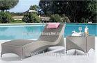 Silver Single Rattan Chaise Lounge Outdoor Wicker Sunbeds With Pillow