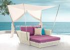 White Plastic Rattan Sunbeds Double Chaise Lounge Outdoor Swimming Pool Furniture
