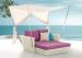 White Plastic Rattan Sunbeds Double Chaise Lounge Outdoor Swimming Pool Furniture