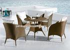 Beige Dining Table With Rattan Chairs , Rattan Glass Table And Chairs
