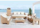 Wood Multifuction Rattan Effect 6 Seat Patio Sofa Set With Flower Pot