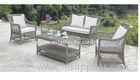 Outdoor Villa Furniture Rattan Sofa Sets With Glass Storage Table