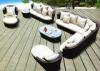 Brown Garden Corner Sofa Set Outdoor Rattan Furniture , Atmosphere Design