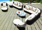 Brown Garden Corner Sofa Set Outdoor Rattan Furniture , Atmosphere Design