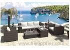 Coffee / Black 7 Piece Rattan Garden Furniture , Rattan 3 Seater Sofa Set