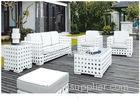 White Mesh Rattan Sofa Set Modern Outdoor Patio Furniture Water Resistant