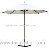 White Parasol Outdoor Sun Umbrella with Wooden Pole , Outdoor Market Umbrella