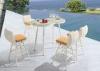 Unique 5 Piece Patio Bar Set White Rattan Garden Furniture with Glass Table