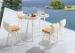 Unique 5 Piece Patio Bar Set White Rattan Garden Furniture with Glass Table