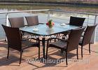 Coffee / Black 7 Piece Patio Dining Set Rattan Dining Tables And Chairs