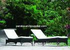 Black Commercial Rattan Chaise Lounge , All Weather Wicker Chaise Lounge