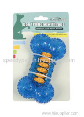 New Fashion Puppy Dog Pet TPR bone chew toys with rope