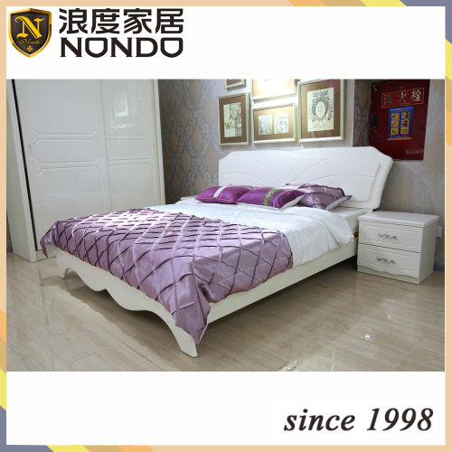 White bed frame panel bed with storage 8507