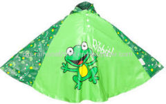 pvc children Rain ponchos with cartoon printing