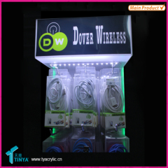 Wholesale Custom Lighted Mobile Accessory Display Cellphone Accessories Stand Acrylic Mobile Phone Charger Display Stand