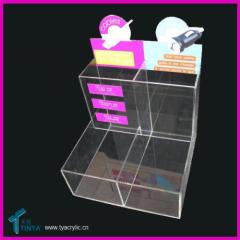 Custom Retail Store Display Counter 4-box Clear Acrylic Phone charger Display Case with your Graphics