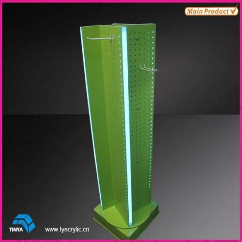 4-side Lighted Floor Stand Display Supermarket Accessories Display Plastic Rotating Display Stand for Mobile Accessories