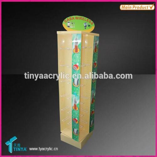 Wholesale Plastic Mobile Accessories Stand Rack Rotating Pegboard Floor Stand Supermarket Floor Stand Phone Accessories