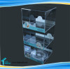 Wholesale 4-tier Rotating Mobile Accessories Counter Display Acrylic Chargers Stand Clear Glass Accessories Display Case
