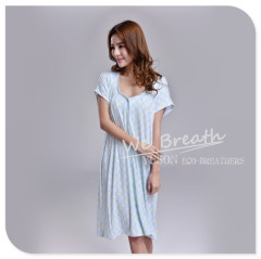 Apparel & Fashion Underwear & Nightwear Pajamas Bamboo pajama nightgown printed women short sleeves button down design