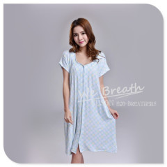 Apparel & Fashion Underwear & Nightwear Pajamas Bamboo pajama nightgown printed women short sleeves button down design