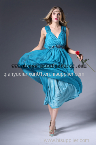 2015 Long Summer Chiffon Bead Maxi graceful women Dress