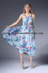 2015 Long Summer fashion Chiffon Bead Maxi Dress