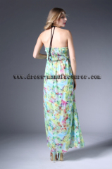 2015 Long Summer Chiffon Bead Print Maxi Dress