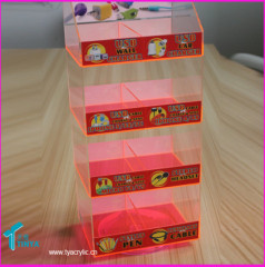 Wholesale 4-tier 8-bins 360 Degree Rotating iphone Cases Display Stand Clear Acrylic Counter Displays Phone Accessories