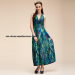 2015 Bohemian Deep V-Neck Sundress European And American Style / High-Waisted Milk Silk Casual Dress 860