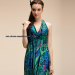 2015 Bohemian Deep V-Neck Sundress European And American Style / High-Waisted Milk Silk Casual Dress 860