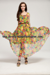 Summer new European and American fashion print chiffon dress / summer dress Slim bohemian dress