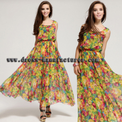 Summer new European and American fashion print chiffon dress / summer dress Slim bohemian dress