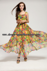 Summer new European and American fashion print chiffon dress / summer dress Slim bohemian dress