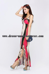 Wholesale 2015 summer Korean version of the new European and American bohemian beach dress stripe print dress strap dres