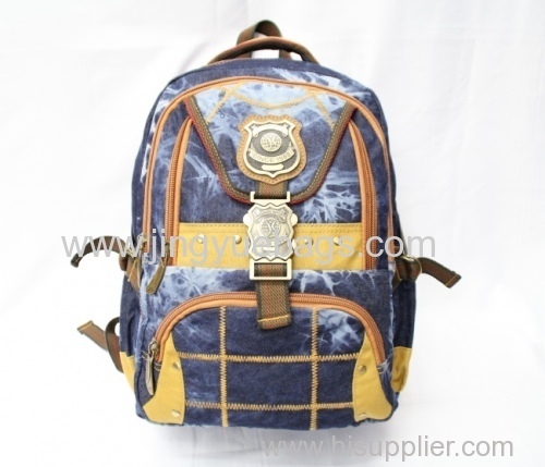 Hot sell blue canvas backpack bags with locks