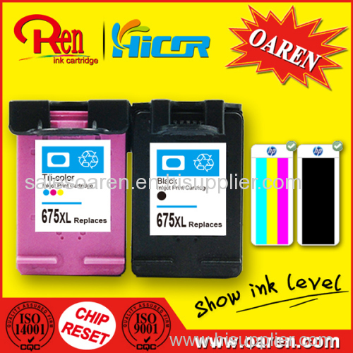 for HP 675 Printer Ink Cartridge Black Show Ink Level