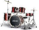 Classic Red Complete Set 5 Piece Acoustic Kids / Adult Drum Set PVC Series