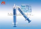 Blue PP plunger Loss Of Resistance Syringe ISO 13485 / ISO9001