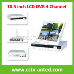 LCD Monitor DVR 4channel CCTV recorder with 10.5 inch screen