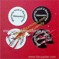 Custom destructible labels round fragile breakaway destructible vinyl labels warranty void if removed warranty stickers