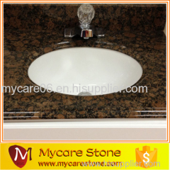 Costomized design natural one peice granite baltic brown bathroom vanity top vanitop with sink