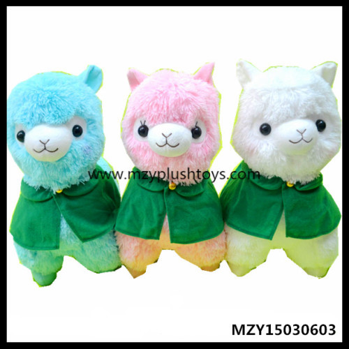 35/40cm Stock Plush Corps Design Alpaca Wearing Green Shawl Animals Toys