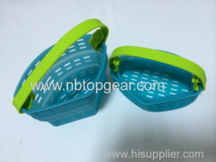 New Silicone 3 compartments steaming basket with handle