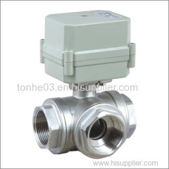 3 way horizontal L type1'' electric stainless steel ball valve