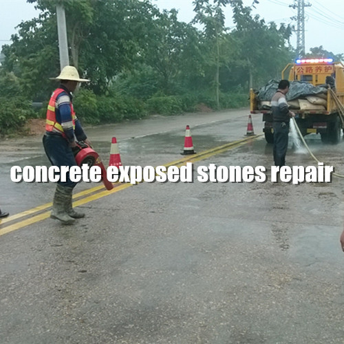 Concrete pavement exponsed stones repairing process