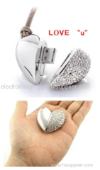 Crystal heart shape usb flash drive
