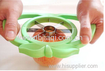popular high quality stainless steel plastic colorful handle apple shape vegetable cutter