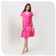 Apparel & Fashion Skirts & Dresses Bamboo Fiber Ladies knee above Summer Spring pleated Dress