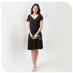 Apparel & Fashion Skirts & Dresses Bamboo Fiber Ladies knee above Summer Spring pleated Dress